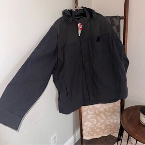 Snap on dark grey Hooded Jacket with Logo